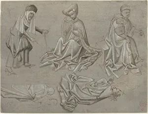 Century Old Artwork Prints: Studies for Six Figures (sheet from a model book) [recto], c. 1450/1460. Creator: Unknown