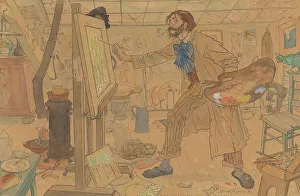 Netherlands Heritage Images Prints: Studio of a modern painter, c.1908. Creator: Leo Gestel