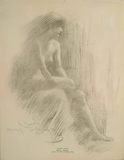 Black And White Pencil Drawings Prints: Study of a Figure, 1893. Creator: Robert Brough