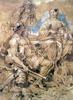 Study of Figures in Costume, c1635-1670. Artist: Giovanni Benedetto Castiglione Study of Figures in Costume, c1635-1670. Artist: Giovanni Benedetto Castiglione