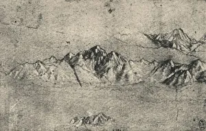 Leonardo Da Vinci Study Prints: Study of Mountain Ranges, c1480 (1945). Artist: Leonardo da Vinci