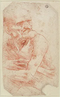 Sanguine On Paper Drawings Prints: Study of an Old Man, Second half of the 15th century