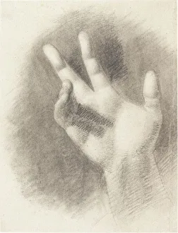 Black And White Drawing Techniques Prints: Study of a Right Hand [recto]. Creator: Benjamin Robert Haydon