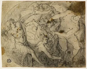 Italian Renaissance Sketches Prints: Study for Saint Michael Casting Out Lucifer, 1581/83. Creator: Francesco Vanni