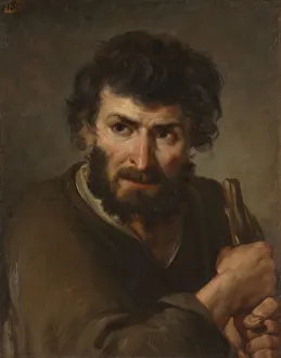 Oil On Paper Artworks Prints: Study of a Shepherd, 1700s. Creator: Unknown
