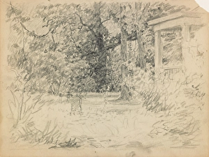 Black And White Pencil Drawings Prints: Study for Winifred at the Hermitage, about 1900. Creator: John Ottis Adams