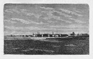 Monochrome Landscape Art Prints: Suez, c1882