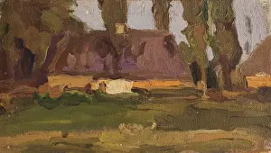 Oil On Cardboard Artwork Prints: At Sunset, before 1903. Creator: Witold Wojtkiewicz