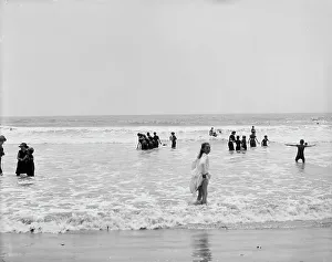 US Coastline Photography Prints: Surf bathing, between 1900 and 1905. Creator: Unknown