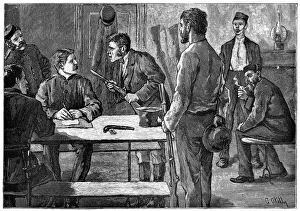 Black And White Ireland Prints: Surrendering arms in a proclaimed district, Ireland. Artist: O Kelly