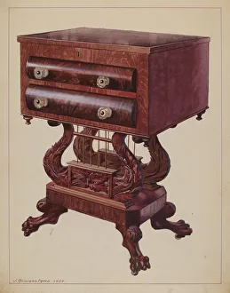 Heritage Images Print: Table - Double Lyre Base, 1937