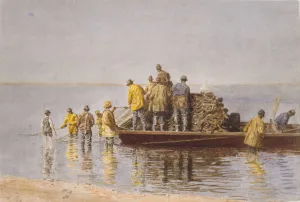 Prints of Taking Up the Net, 1881 Thomas Eakins Prints: Thomas Eakins' Taking Up the Net Print, 1881