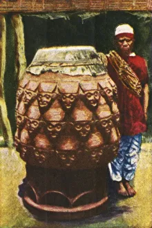 Talking drum, Cameroon, c1928. Creator: Unknown Talking drum, Cameroon, c1928. Creator: Unknown