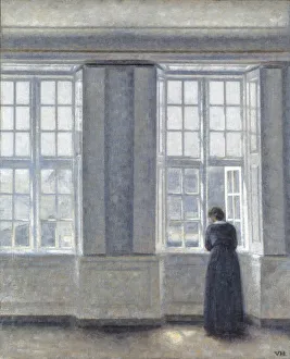 Prints of The Tall Windows. Found in the collection of Ordrupgaard Museum, Charlottenlund H Prints: Vilhelm Hammershoi Print: The Tall Windows
