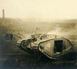WWI Transportation History Prints: Tank on the move, c1914-c1918