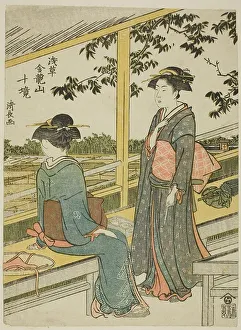 Print of Teahouse overlooking rice fields, c. 1783