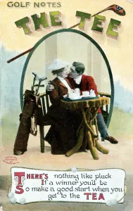 Print of The Tee, a vintage golf course scene