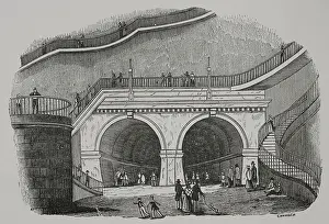 Isambard Kingdom Brunel Prints: Thames Tunnel Wapping entrance, London, 1856. Creator: Cabanach