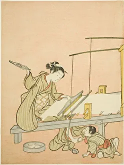 Japanese Woodblock Print of Throwing the Shuttle, 1766/67