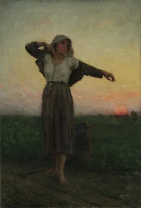 Prints of The Tired Gleaner, 1880. Gleaning--or picking up what little grain remains after a wheat field has been harvested--was usually the job of the poor, especially women and children Cleveland Prints: The Tired Gleaner, 1880 Print by Jules Breton