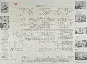 Cruise Ship Prints: Titanic First Class Deck Plan Print, 1911