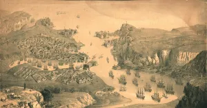 The town, forts and harbours of Sebastopol, 1854. Artist: Edmund Walker The town, forts and harbours of Sebastopol, 1854. Artist: Edmund Walker