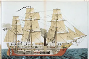 Oxford Science Archive Images Prints: Transitional ship, 1886