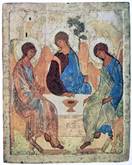 The Trinity of Roublev, c1411. Artist: Andrey Rublyov The Trinity of Roublev, c1411. Artist: Andrey Rublyov
