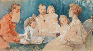 Alix Of Hesse Collection: Tsar Nicholas II and Alexandra Fyodorovna with their Daughters Olga, Tatiana