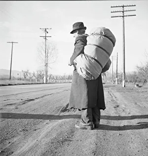 Prints of Napa Valley, California. More than twenty-five years a bindle-stiff. Walks from the mines to the lumber camps to the farms Dorothea Lange Prints: Dorothea Lange Print: Bindle-Stiff in Napa Valley, 1938