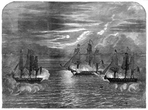 USS Constitution Prints: The USS Constitution capturing the Cyane and Levant, 1815, (1872)