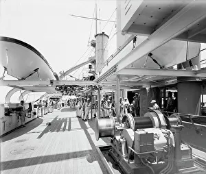 Black And White Maritime Images Prints: U.S.S. Kentucky, superstructure deck, 1900 or 1901. Creator: Unknown
