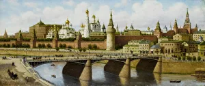 Kremlin Architecture Prints: View of the Kremlin from the Moskvoretsky Bridge. Artist: Vereshchagin, Pyotr Petrovich