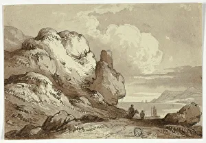 Heritage Art Prints UK Prints: View of Lake with Cliffs in Foreground, n.d. Creator: James Robertson