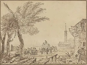 Antique European Art Prints: View of a Port. Creator: Unknown