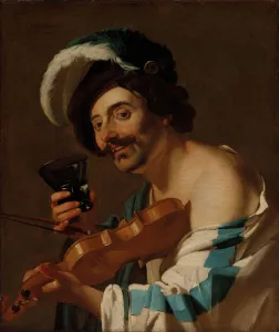 Prints of Violin Player with a Wine Glass, 1623 Cleveland Prints: Dirck van Baburen's Violin Player with a Wine Glass, 1623 Print