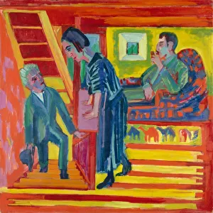 Ernst Kirchner - The Visit Couple and Newcomer Print, 1922