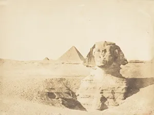 Vue du grand Sphinx et de la grande pyramide de Menkazeh (Mycerinus), December 1849 Vue du grand Sphinx et de la grande pyramide de Menkazeh (Mycerinus), December 1849
