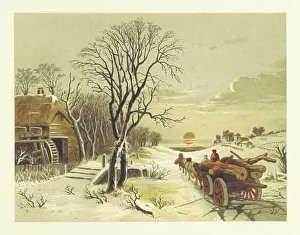 Wagon-load of logs Print, 1853