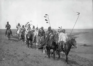 On the War Path-Atsina, c1908 Print: Atsina Men on Horseback
