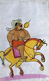 Heritage Images Of India Prints: A warrior on horseback. Creator: Unknown