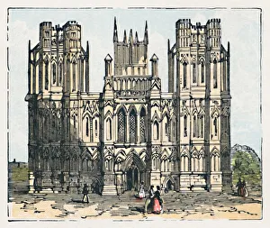 Wells Cathedral West Front Prints: Wells, c1910