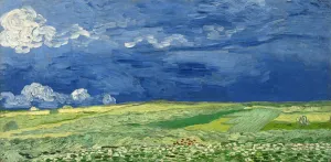 Print of a wheatfield under darkening sky, 1890