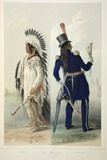 Wi-Jun-Jon, an Assinneboin Chief, pub. 1845 (colour lithograph). Creator: George Catlin Wi-Jun-Jon, an Assinneboin Chief, pub. 1845 (colour lithograph). Creator: George Catlin