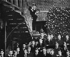 Sir Winston Churchill Photo Prints: Winston climbing a staircase, while the class pose, c1889, (1945)