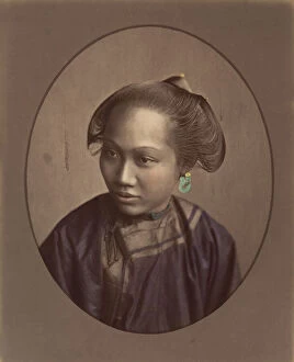 Albumen Silver Print From Glass Negative With Applied Colour Collection: [Woman from Canton], 1870s. Creator: Baron Raimund von Stillfried