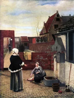 A Woman and her Maid in a Courtyard, c1660-1661, (1933). Artist: Pieter de Hooch A Woman and her Maid in a Courtyard, c1660-1661, (1933). Artist: Pieter de Hooch