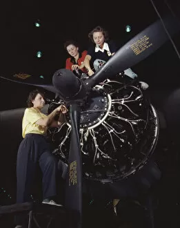 Alfred Palmer Collection: Women at work on C-47 Douglas cargo transport, Douglas Aircraft Company, Long Beach, Calif. 1942