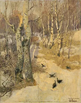 Woods Covered with Snow, 19th century. Artist: Frits Thaulow Woods Covered with Snow, 19th century. Artist: Frits Thaulow
