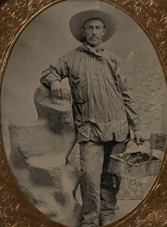 Workman Holding Brush Print, 1860s-80s